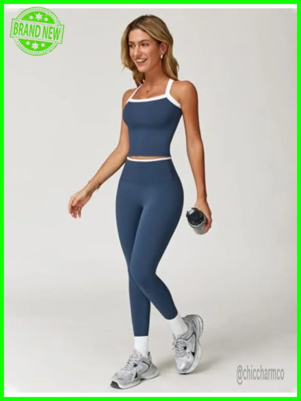 Workout Sets Two Piece Cross Back Tank Top High Waist Leggings Gym Outfits